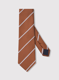 Brązowy krawat męski w skośne paski