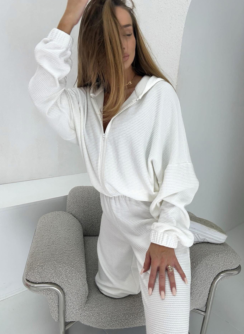 Komplet damski jodełka śmietankowa