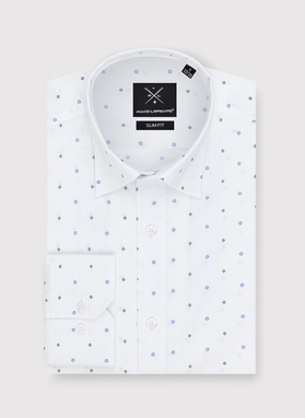 Męska biała koszula w mikrowzór