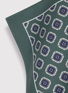 Zielona poszetka męska ze wzorem na całej powierzchni