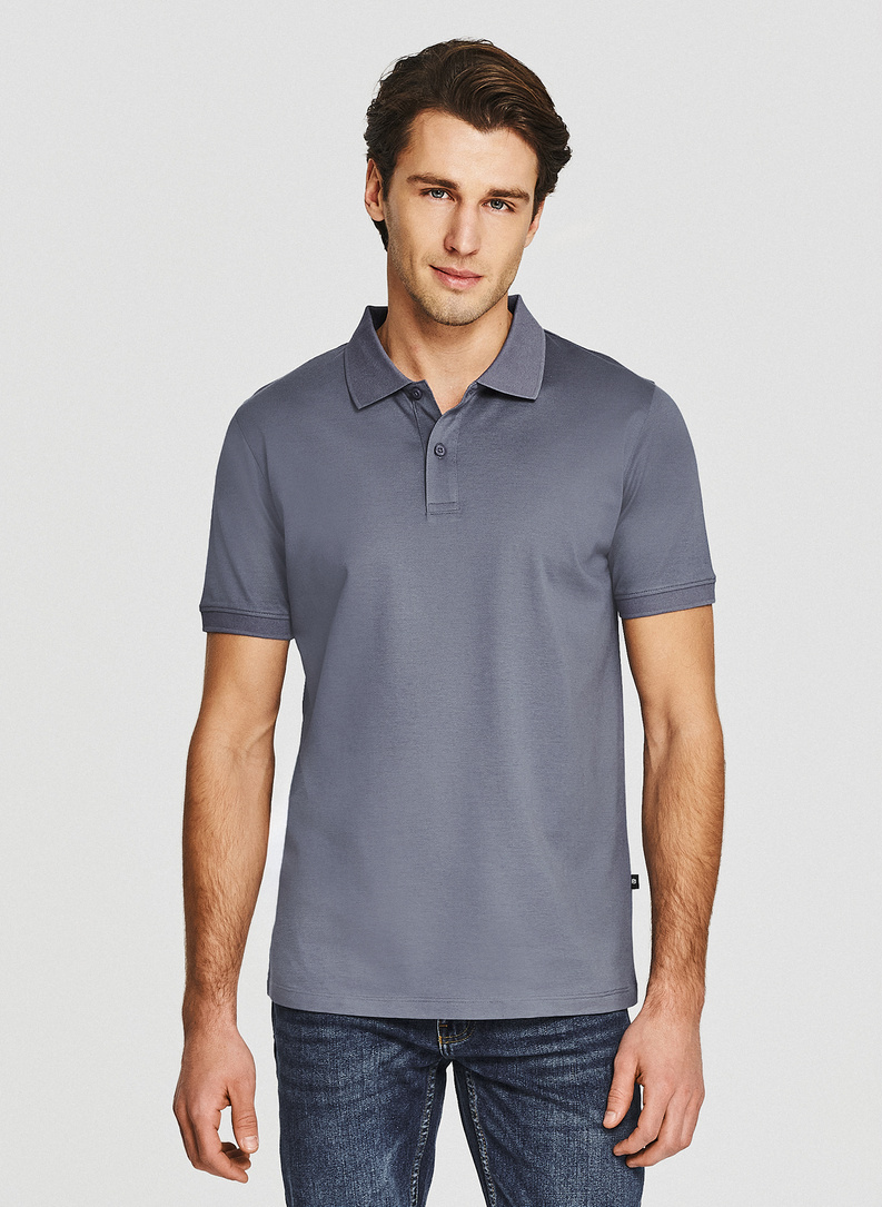 Niebieski t-shirt polo z bawełny