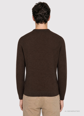 Brązowy sweter męski o-neck