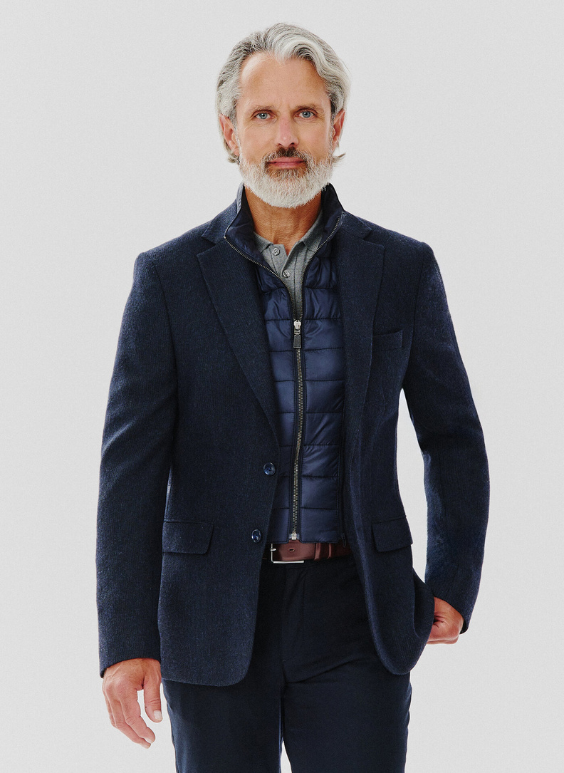 Granatowa marynarka męska z odpinaną podpinką