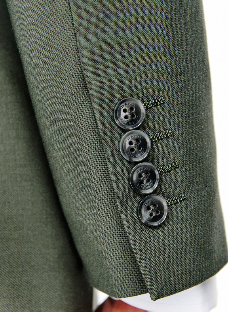 Zielony wełniany garnitur męski