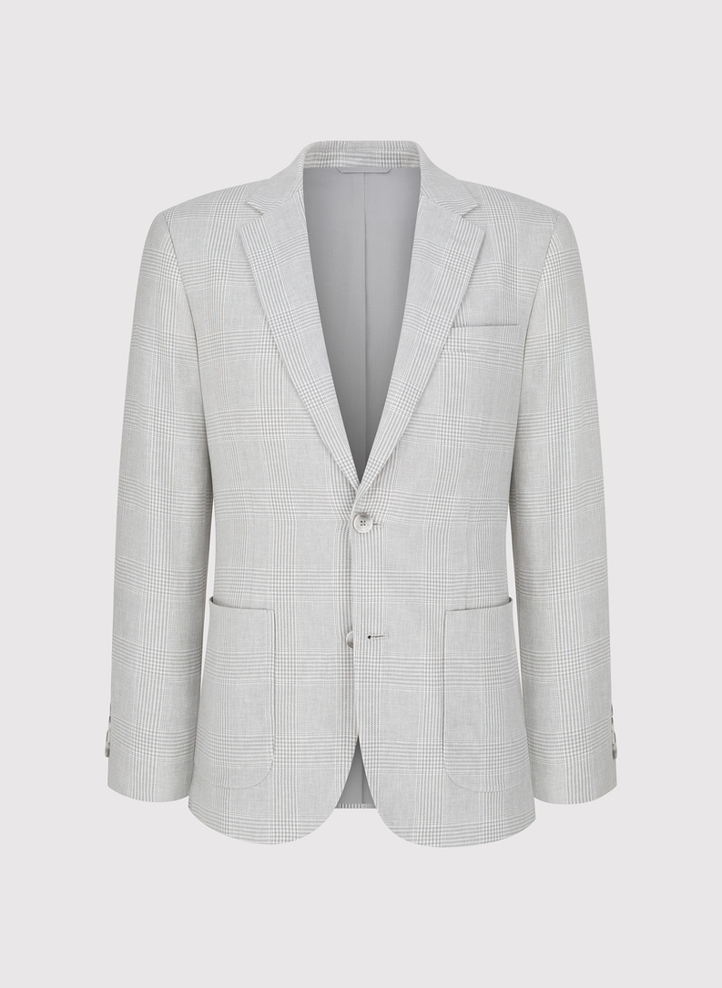 Szara marynarka casual z lnem i bawełną