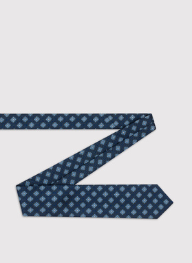 Granatowy krawat męski w kwiaty