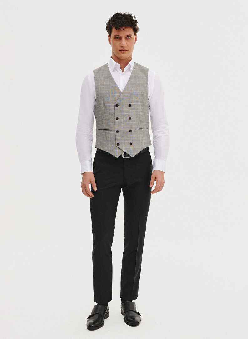 Dwurzędowa kamizelka w kratę