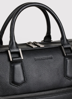 Czarna skórzana aktówka męska