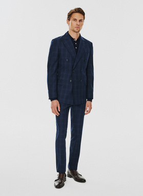 Dwurzędowa marynarka garniturowa w kratę