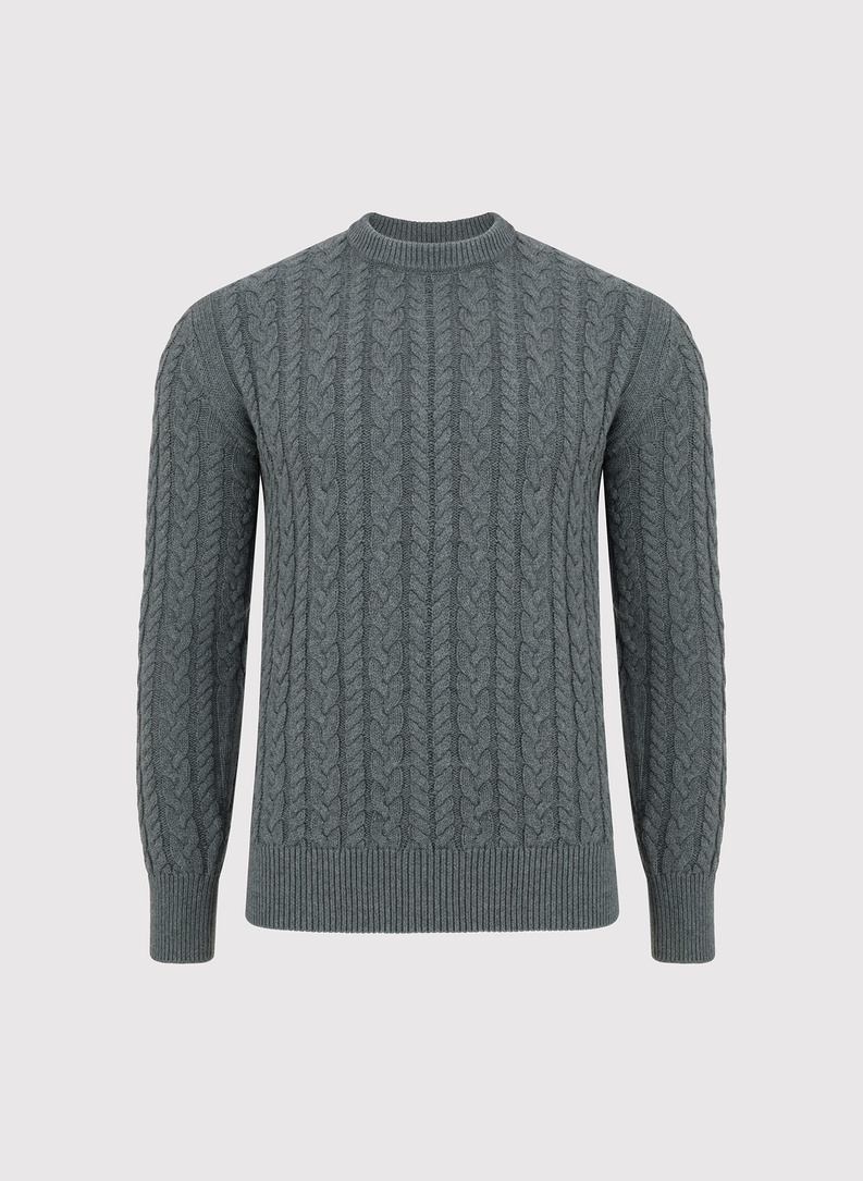 Szary sweter męski z kaszmirem