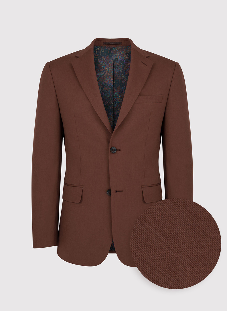 Gładki brązowy garnitur męski