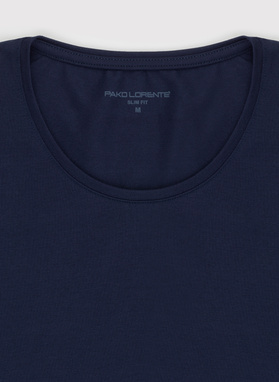 Granatowy gładki T-shirt Basic