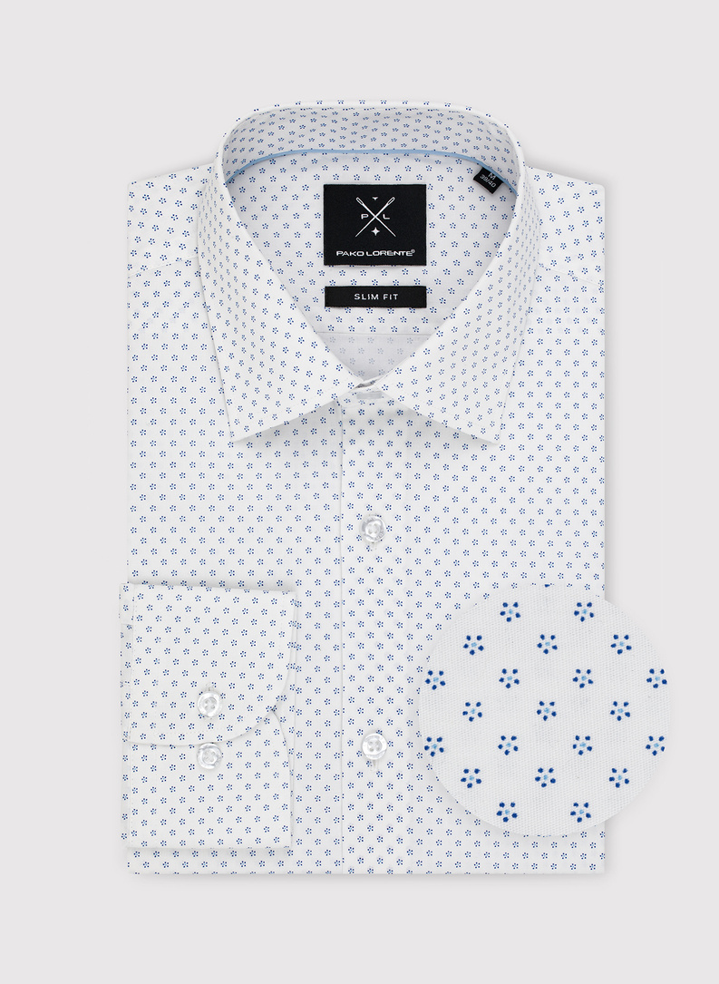 Biała koszula męska w mikrowzór