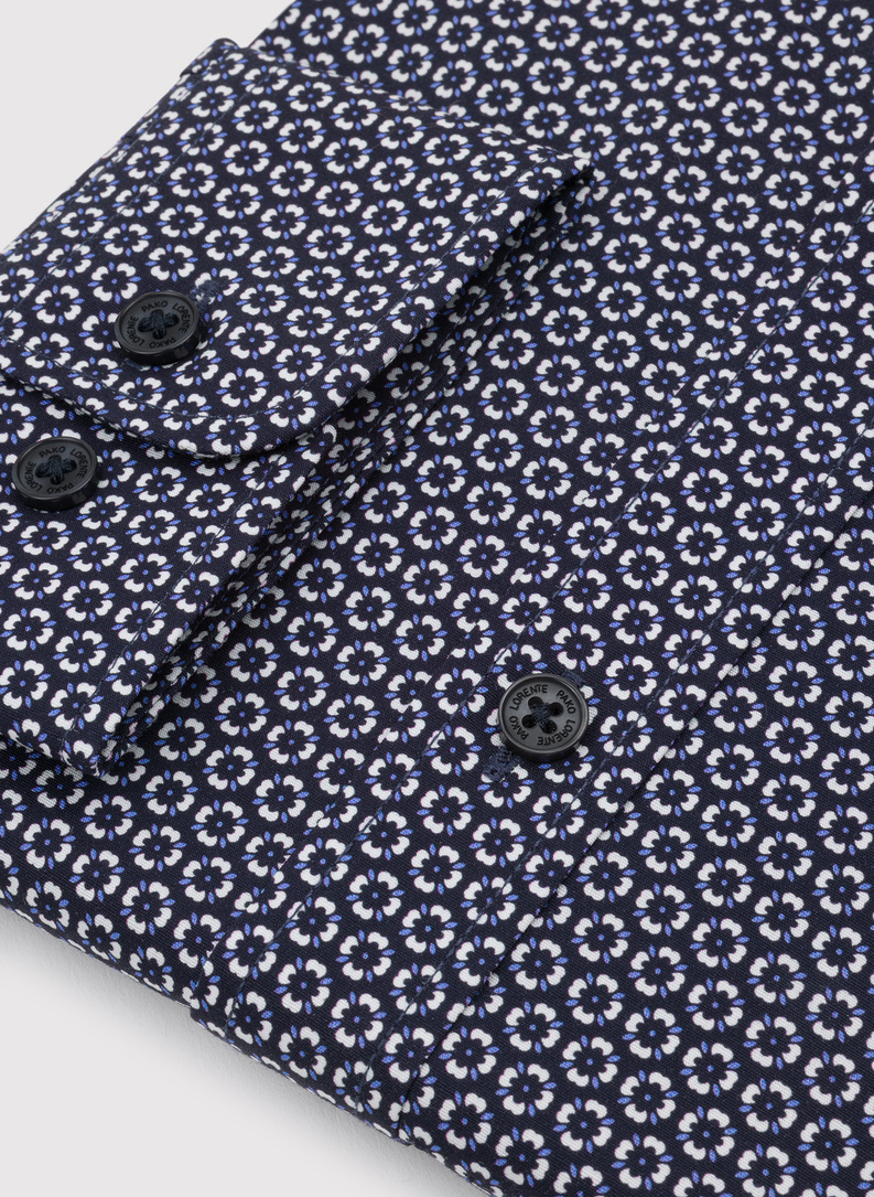 Granatowa koszula w kwiaty