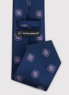 Granatowy wzorzysty krawat męski