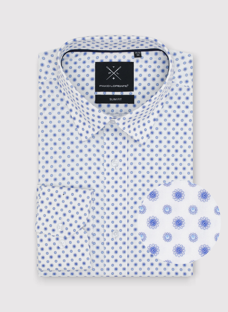 Biała koszula męska mikrowzór