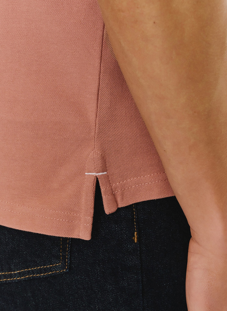 Gładki t-shirt polo w kolorze różowym