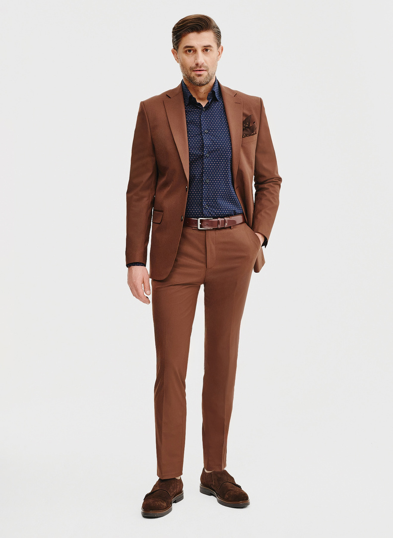 Granatowa koszula męska mikrowzór