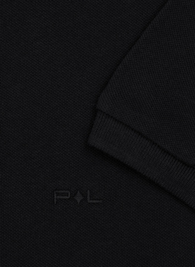 Gładki T-shirt polo w kolorze czarnym