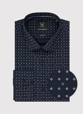 Granatowa koszula męska w mikrowzór