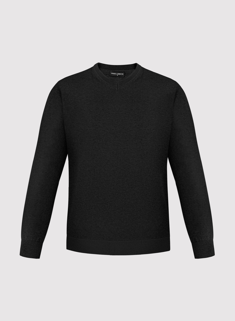 Czarny sweter męski v-neck