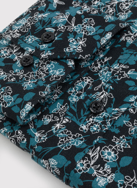 Czarna koszula męska w kwiatowy deseń