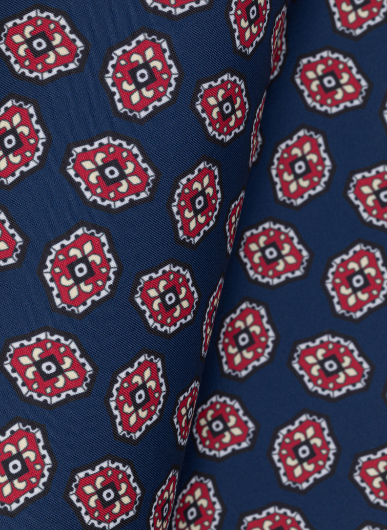 Wzorzysta granatowa poszetka męska