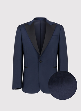 Granatowa żakardowa marynarka smokingowa