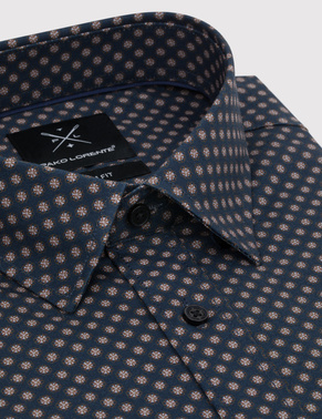 Granatowa koszula męska w mikrowzór