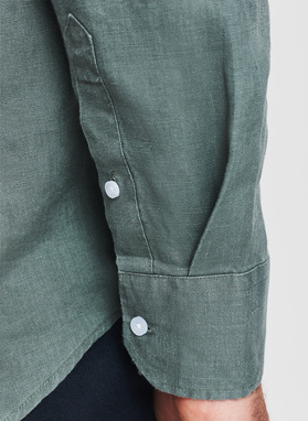 Lniana koszula męska w kolorze zielonym