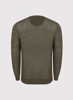 Zielony lniany sweter 