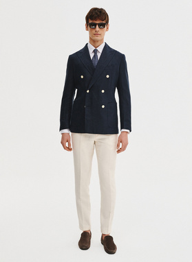 Lniana marynarka dwurzędowa