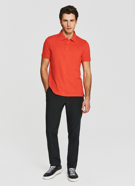 Pomarańczowe bawełniane polo męskie
