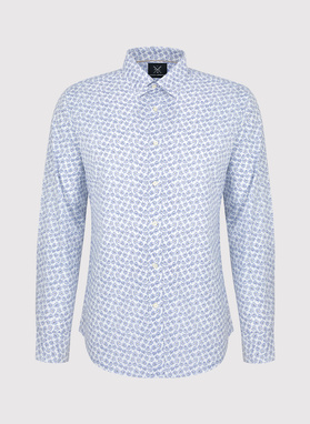 Biała koszula męska w niebieskie kwiaty