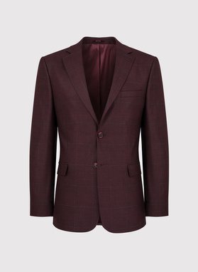 Bordowa marynarka garniturowa w subtelną kratę