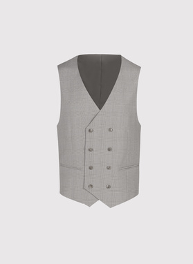 Szara dwurzędowa kamizelka w kratę