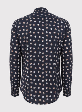Granatowa koszula męska w wyraziste kwiaty