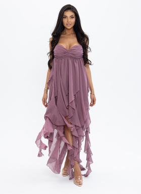 PEARL DRESS MAXI pudrowy róż