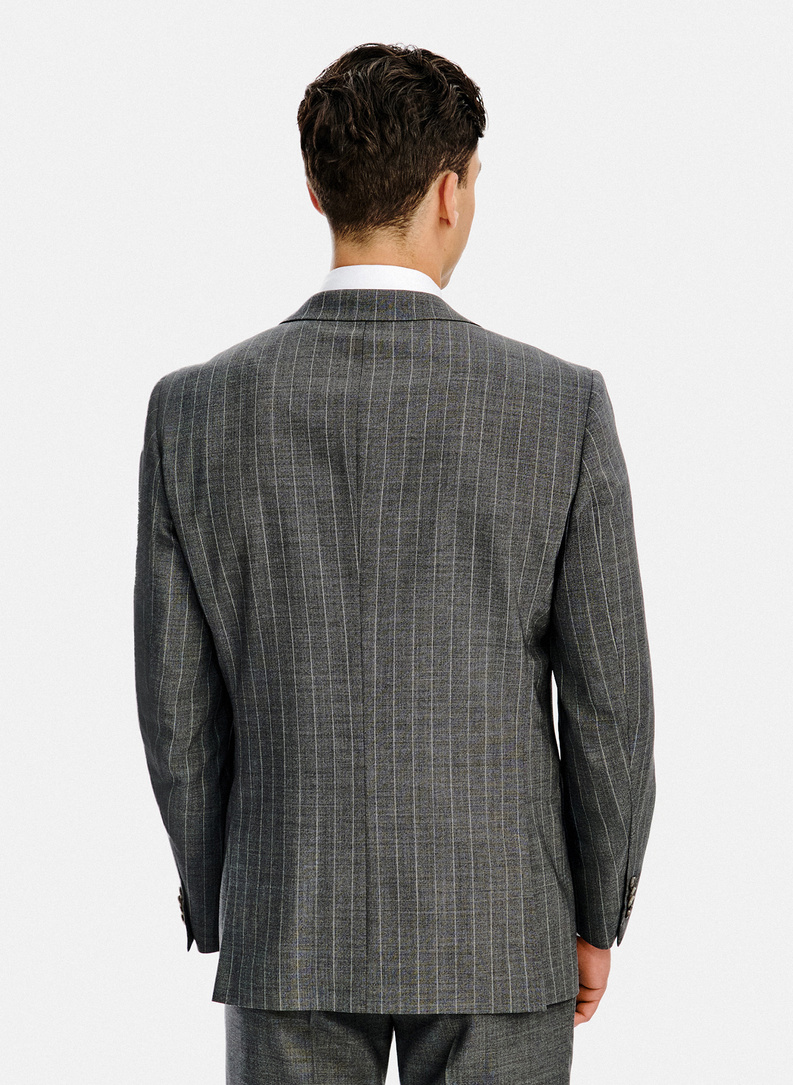 Wełniana marynarka garniturowa w prążek