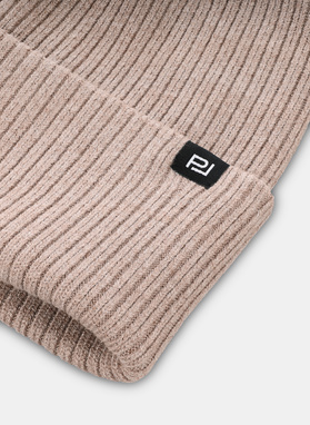 Beżowy komplet męski czapka i szalik