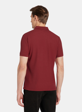 Bordowy t-shirt polo na trzy guziczki