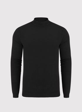 Czarny gładki półgolf męski