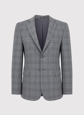 Szara marynarka garniturowa w kratkę