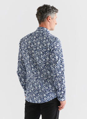 Granatowa koszula w białe kwiaty