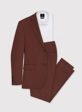 Gładki brązowy garnitur męski