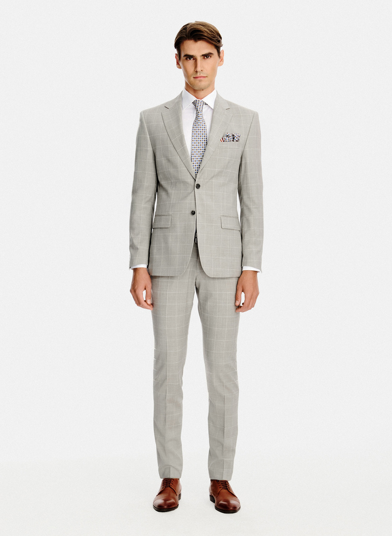 Ślubny garnitur męski w kratkę