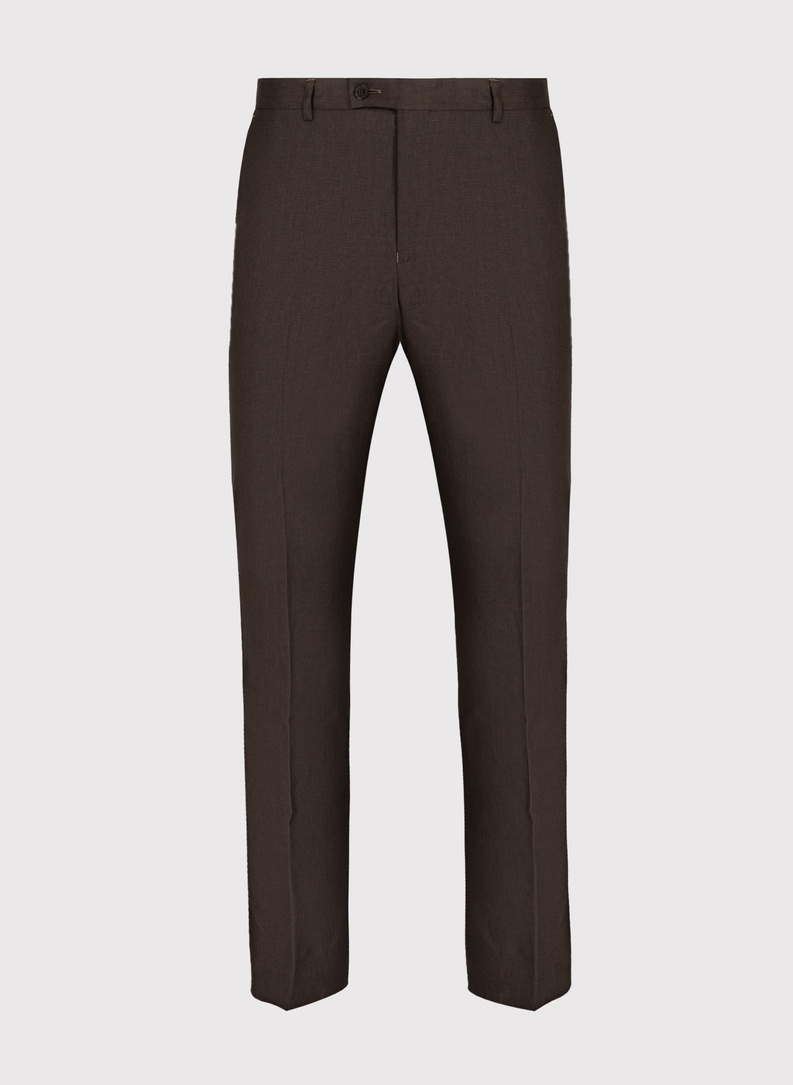 Brązowy lniany garnitur męski
