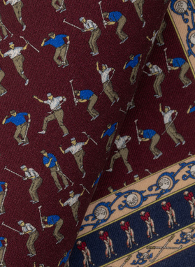 Bordowa poszetka męska w motyw golfistów