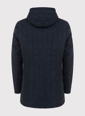 Czarny płaszcz męski z odpinanym kapturem