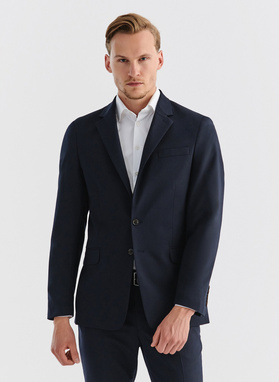 Gładka granatowa marynarka garniturowa